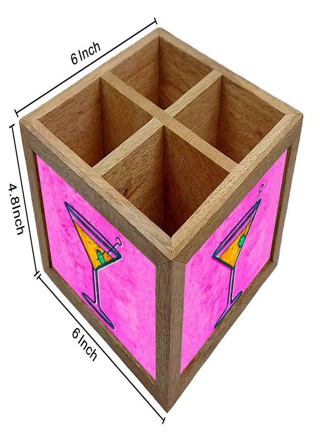 Nutcase Wooden Cutlery Stand Holder Silverware Caddy Spoons Forks Knives Organizer for Dining Table & Kitchen -Made in India-Spoons NOT Included - Wine Pink - Image 5